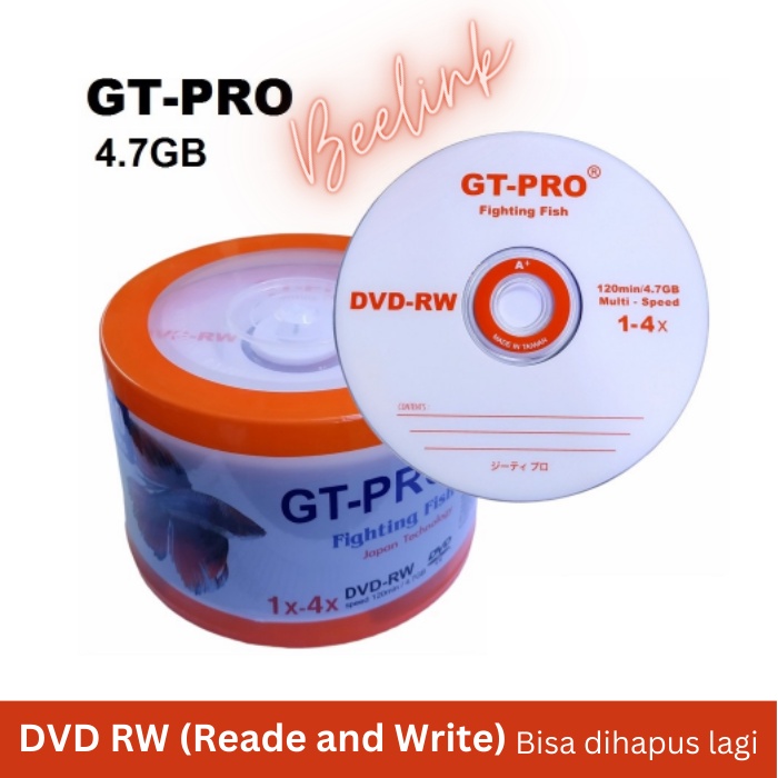 GT-PRO DVD-RW 4.7GB Multi - speed 1-4x Bisa Dihapus CD DVD Blank Kosong