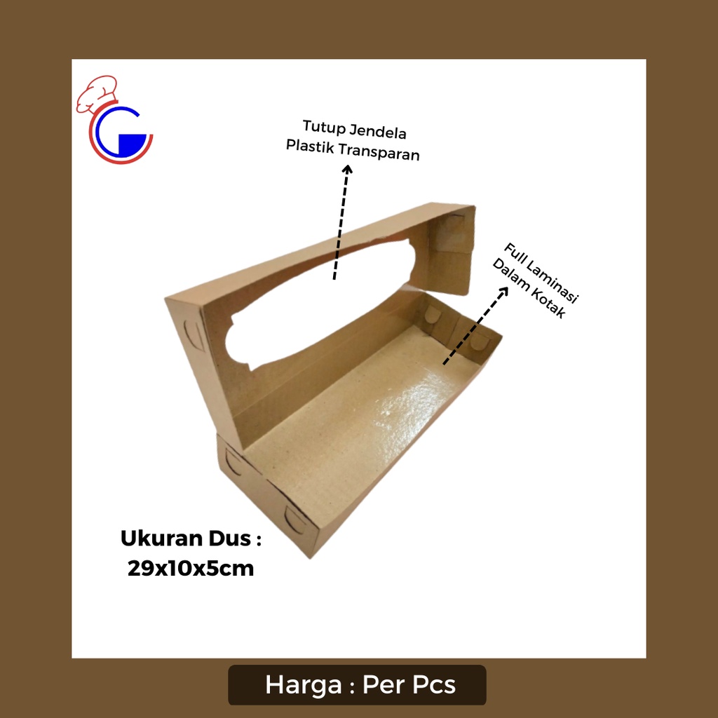 

Box Brownies Brown Kraft Jendela Ttp Plastik-29x10x5Cm