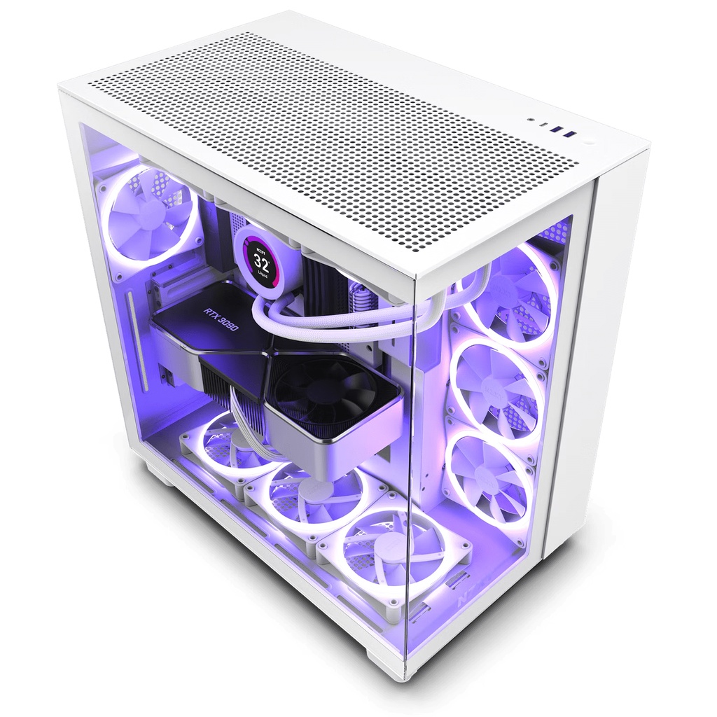 NZXT H9 FLOW Matte White Tempered Glass ATX Gaming Case