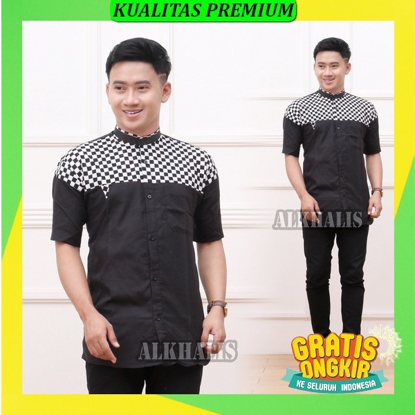 Kemko Kh 055 Ada Jumbo, Kemeja Koko Pria Kh Kasual Baju Koko Pria Dewasa Bahan Adem Kemeja Koko Laki