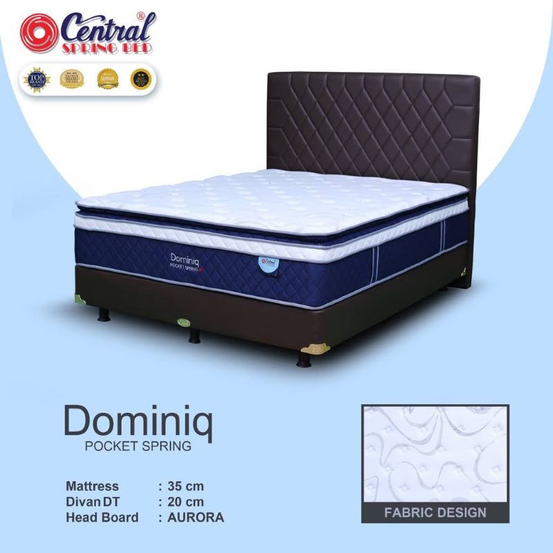 Kasur springbed Central Dominiq pocket spring Full Set 160x200cm