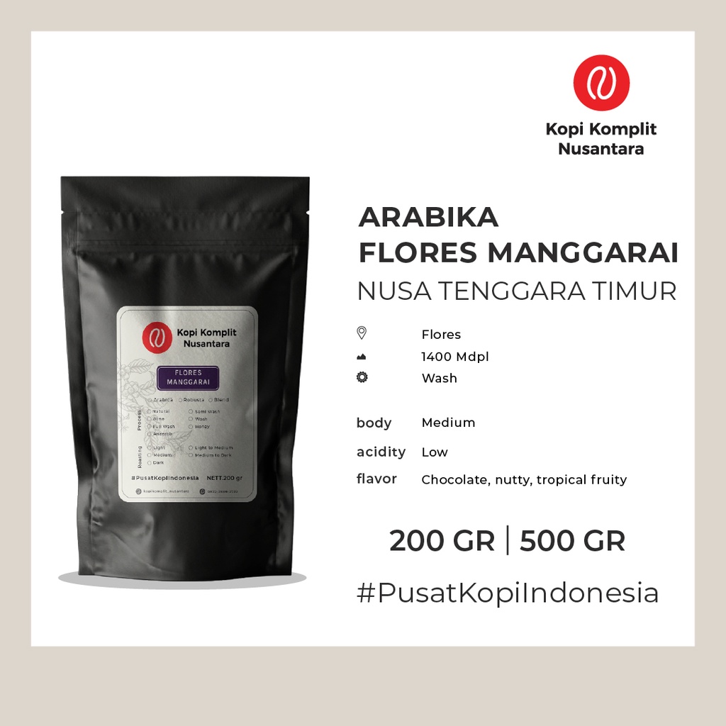 

Arabika Flores Manggarai Medium Roasting - Kopi Biji dan Bubuk