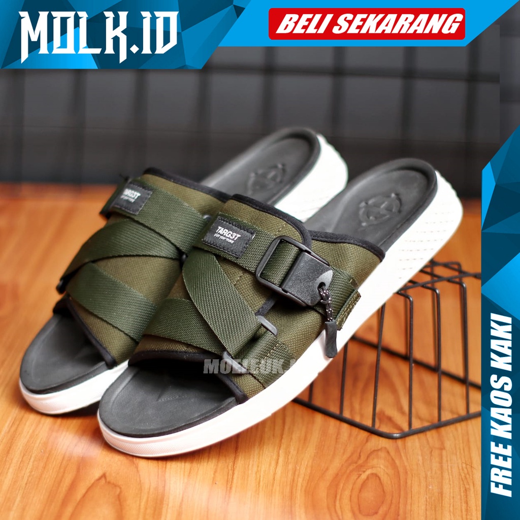 MOLK Sandal Slop Pria Kekinian Original Distro Sendal Slide Cowok Keren Simple Murah Trendy