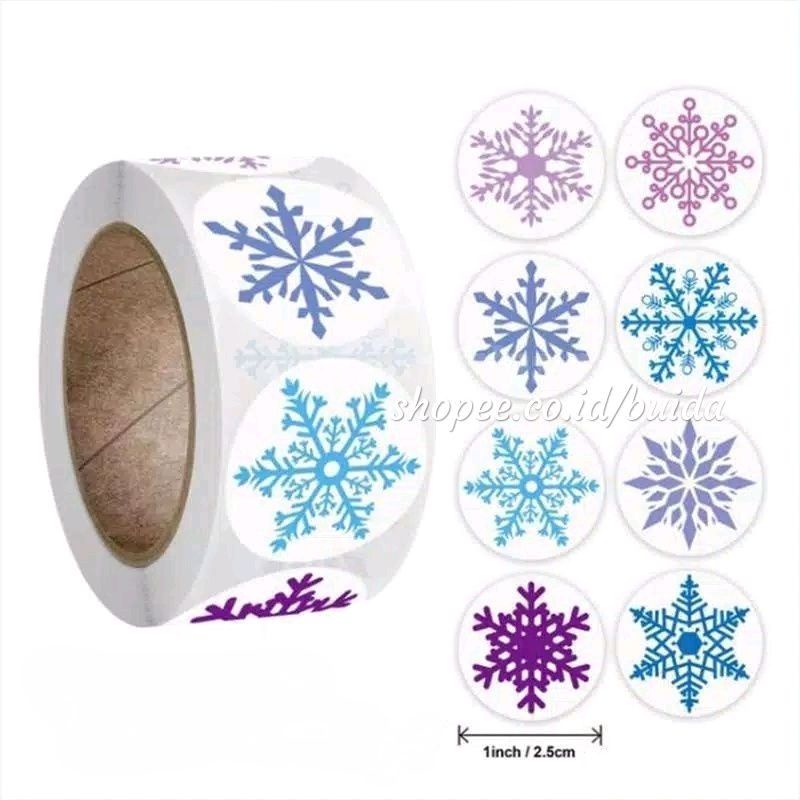 

Sticker Snowflakes B stiker snowflake kepingan salju fozen christmas natal segel kemasan seal label S133 1 roll 500pcs dekorasi ramadhan lebaran imlek takjil puasa gift box hampers dus hangtag kartu ucapan