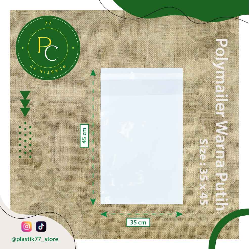 

Plastik Polymailer Putih PE Premium 35X45 Tebal Glossy Kantong Packing
