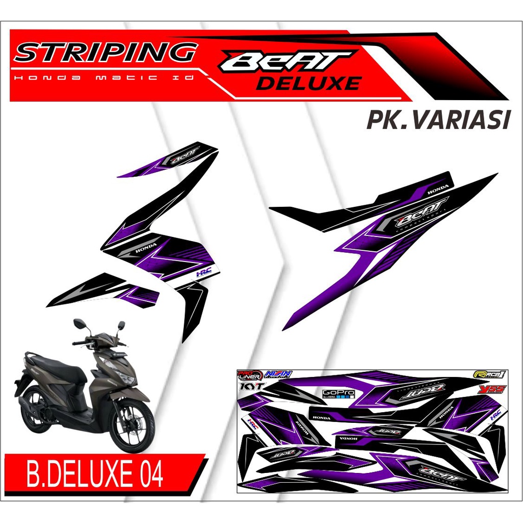 Striping Beat Deluxe - Sticker Striping List Variasi Motor Beat Deluxe Motif Racing #honda beat delu