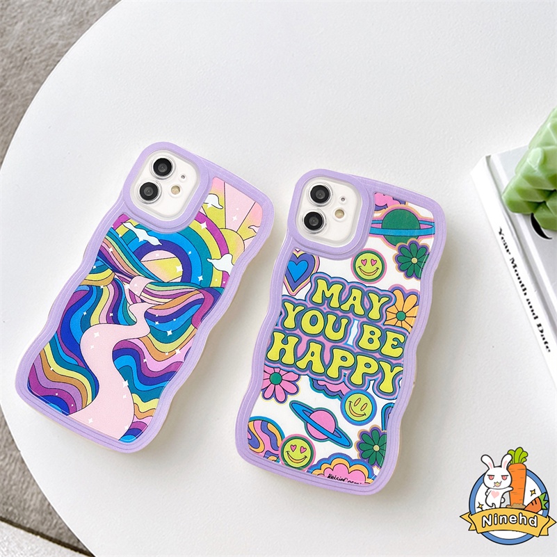 IPHONE Casing Kompatibel Untuk Iphone14 13 12 11 Pro Max X Xr Xs Max SE 8 7 6 6s Plus Abstrak Seni Cat Air Casing Ponsel Lembut Bergelombang Tepi Kamera Perlindungan Shockproof Cover Pelindung