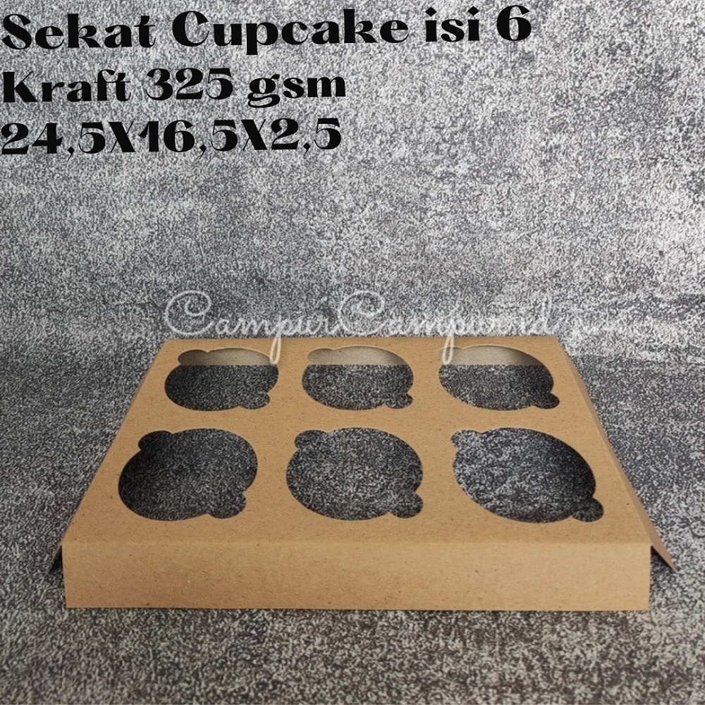 

Inner Sekat Cupcake isi 6 24,5x16,5x2,5 Kraft coklat polos