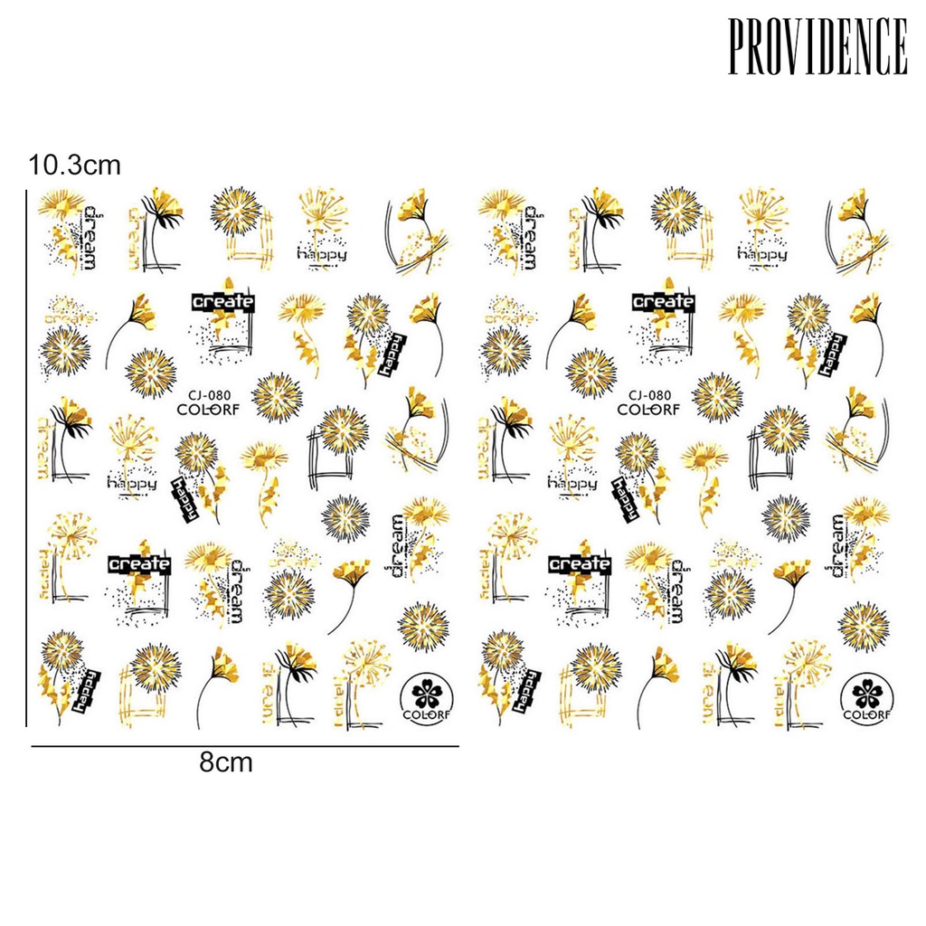 Providence 2lembar Nail Art Stiker Gloss Perekat Diri Tidak Luntur DIY Kuat Lengket Kupu-Kupu Maple Daun Manicure Decal Nail Salon Supply