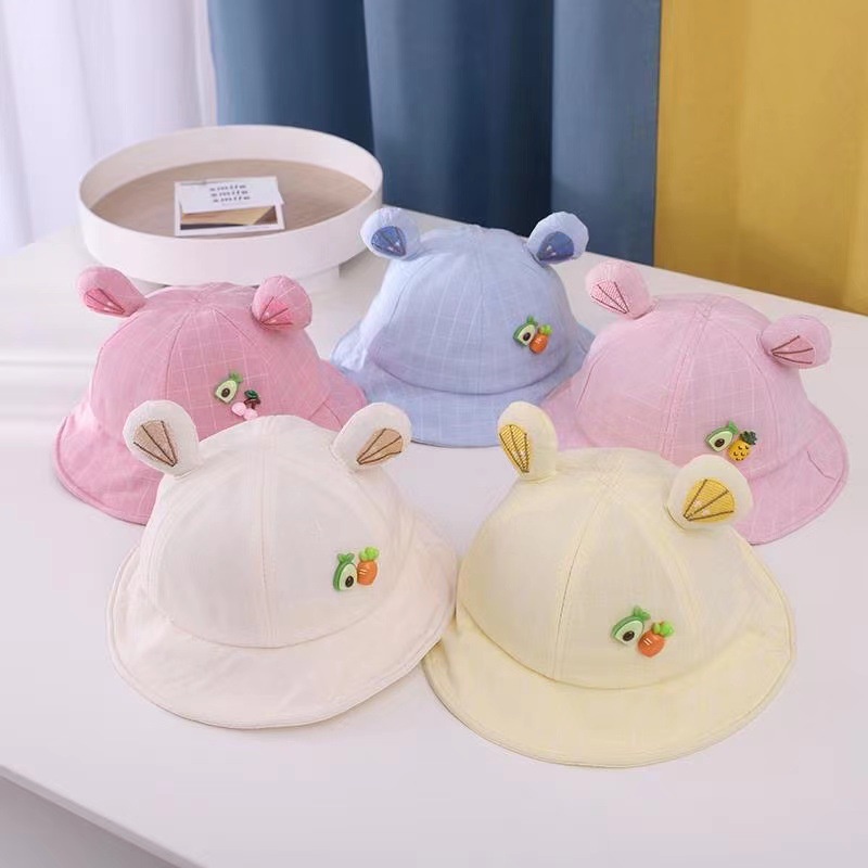 (Hello Girl)MZ29 Bucket Hat/Topi Anak Telinga Bundar Lucu Gaya Korea Import