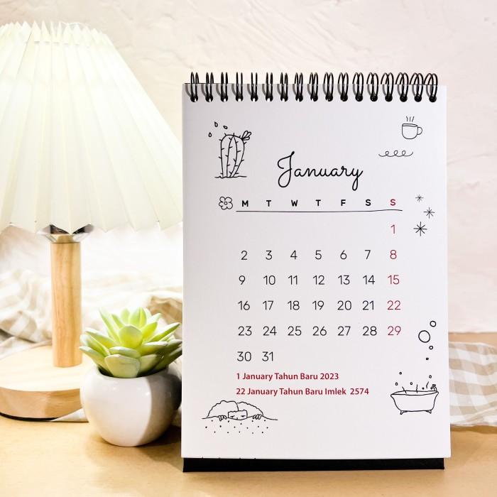 

Kalender Meja 2023 Doodle Style Premium Simple / Desk Calendar Spiral