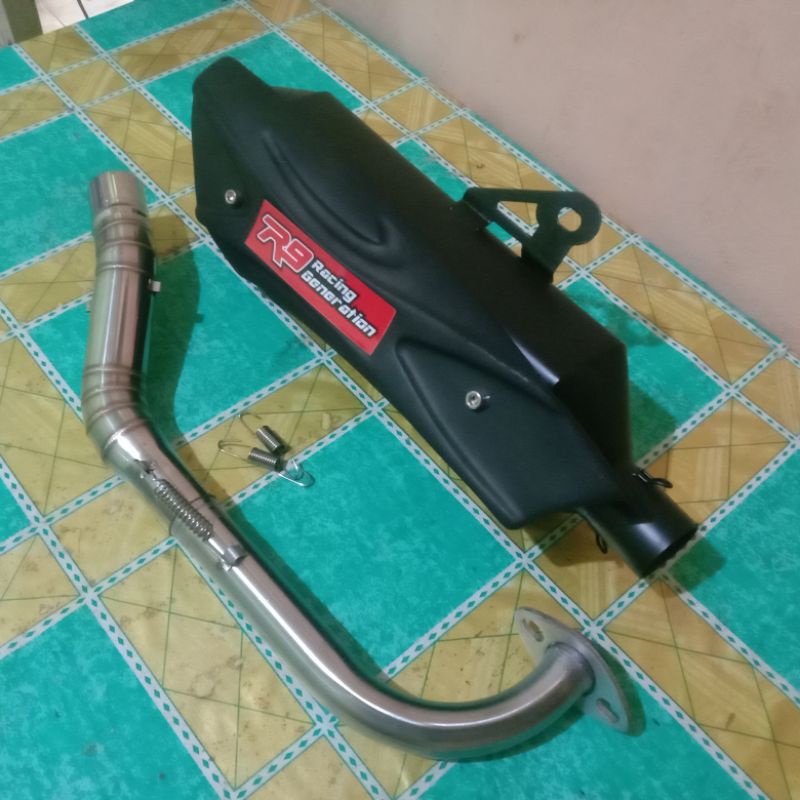 Knalpot R9 Misano standar racing untuk motor Beat karbu Vario karbu inlet 38 mm
