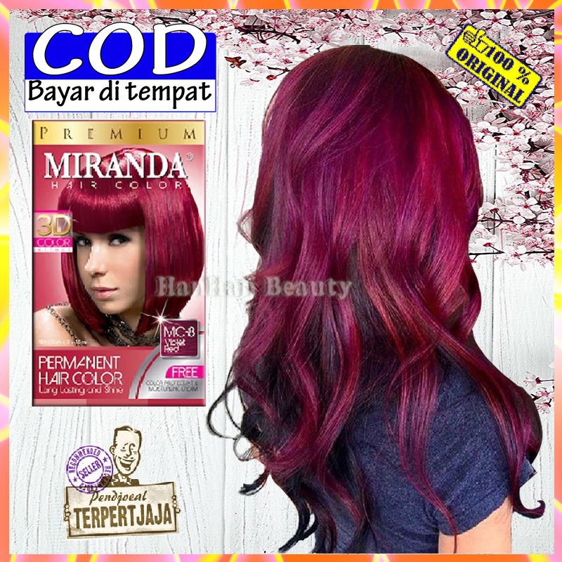 Miranda Hair Color MC-8 VIOLET RED Pewarna Rambut Permanen Aman Original Pewarna Rambut Cerah Cat Ra