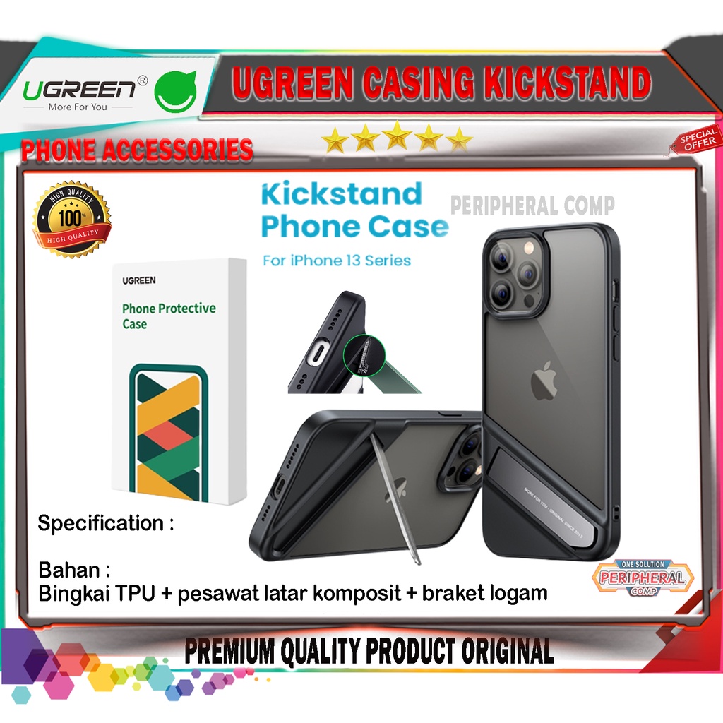 UGREEN CASING IPHONE 13 / PRO / MAX TRANSPARAN KICKSTAND