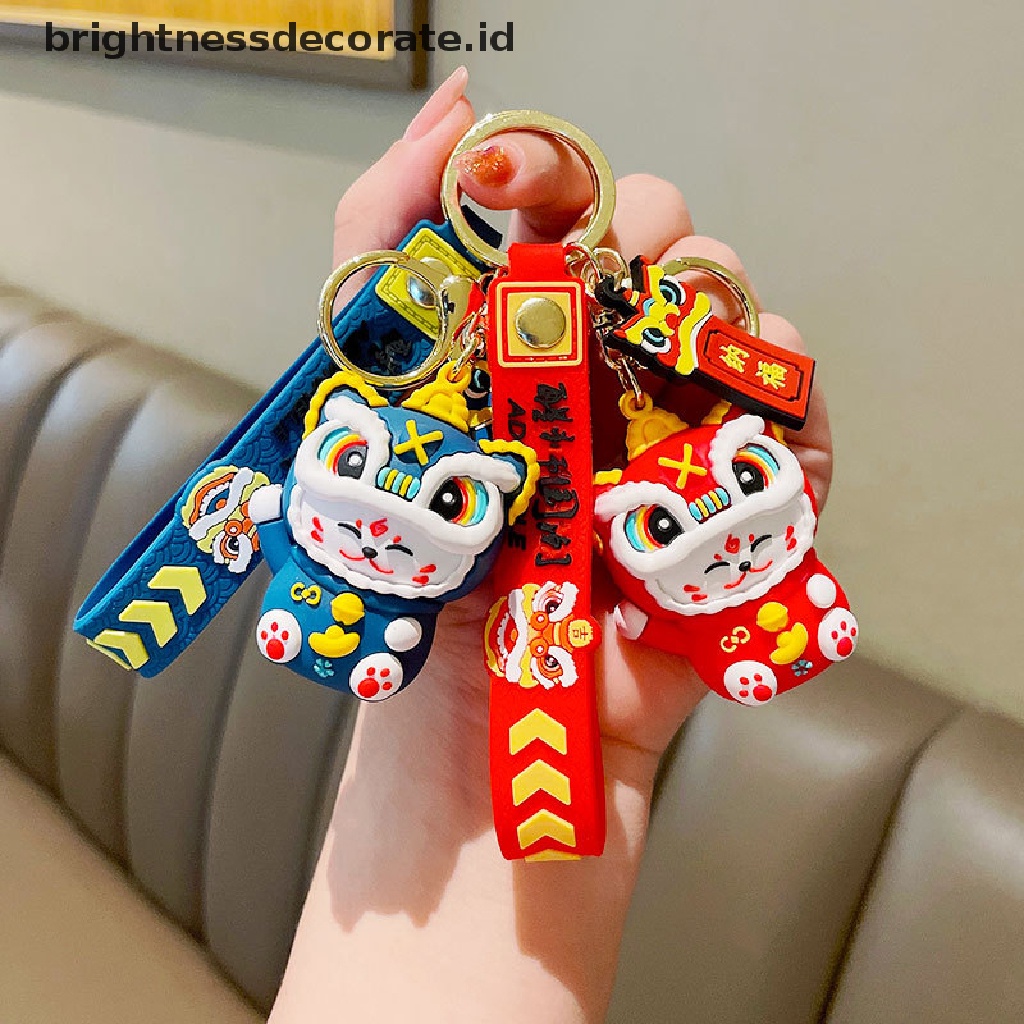 [Birth] Gantungan Kunci Wajah Kucing Lion Dance Gaya Cina Kreatif Lucu Untuk Wanita Grosir Tas Aksesoris Liontin Mobil [ID]