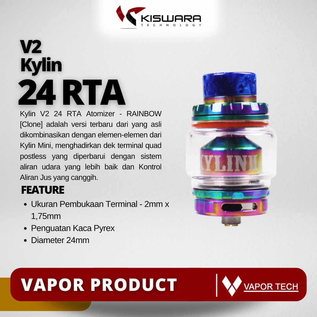 Kylin V2 24 RTA Atomizer - RAINBOW [Clone] KiswaraBandung