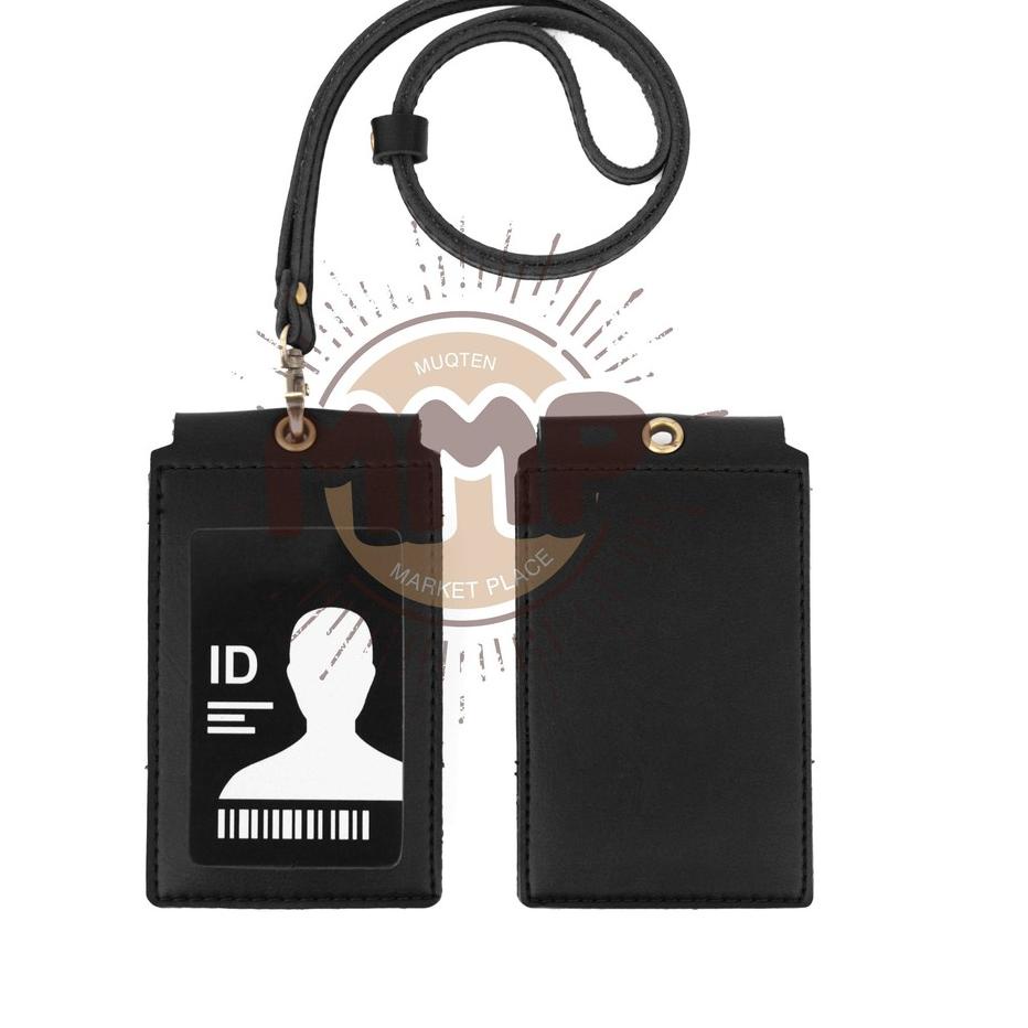 

~ Id Card Holder Name Tag Holder pria dan wanita Name Tag Id Card MUQTEN FRONT Gantungan Kulit HITAM Recomend