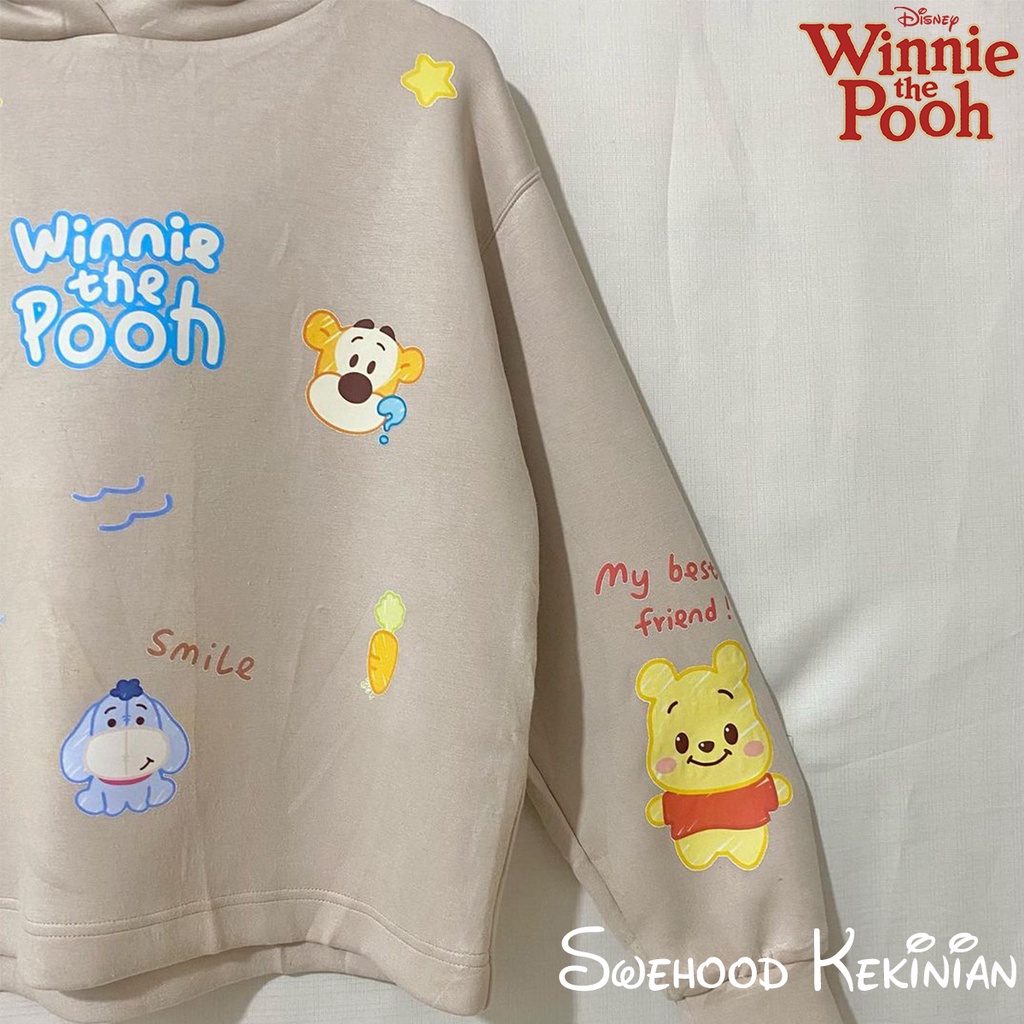 SMILE BEST FRIEND POOH Sweater Crewneck Outfit sweatshirt Ootd Baju Atasan Wanita Kekinian Oversize Sweeter Korean Style Switer Cewek Remaja Sweter Bahan Fleece Premium LD 110 PB 65