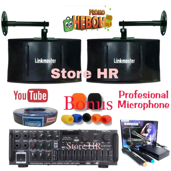 Paket Speaker Karaoke Linkmaster Sound System Set 1 Garansi 1 Tahun #Original