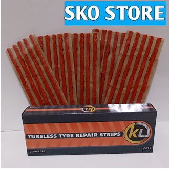 1box KLO Strips (isi 5lbr=25bj) Refill Karet ban tubles/karet tambal ban tubles/cacing ban tubles  panjang 20 cm