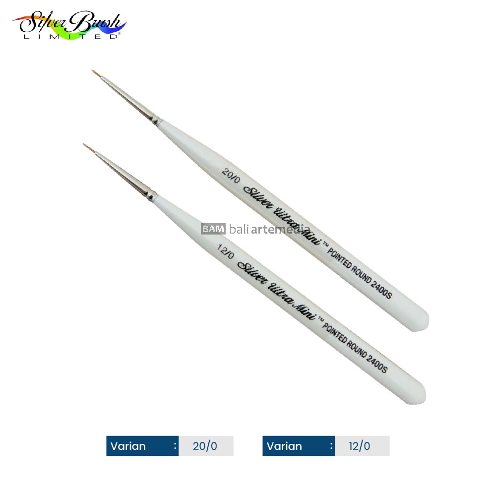 Kuas Kecil Lukis Alat Menggambar Silver Brush/ Silver Ultra Mini® 2400S Pointed Round Terlaris By Bali Artemedia