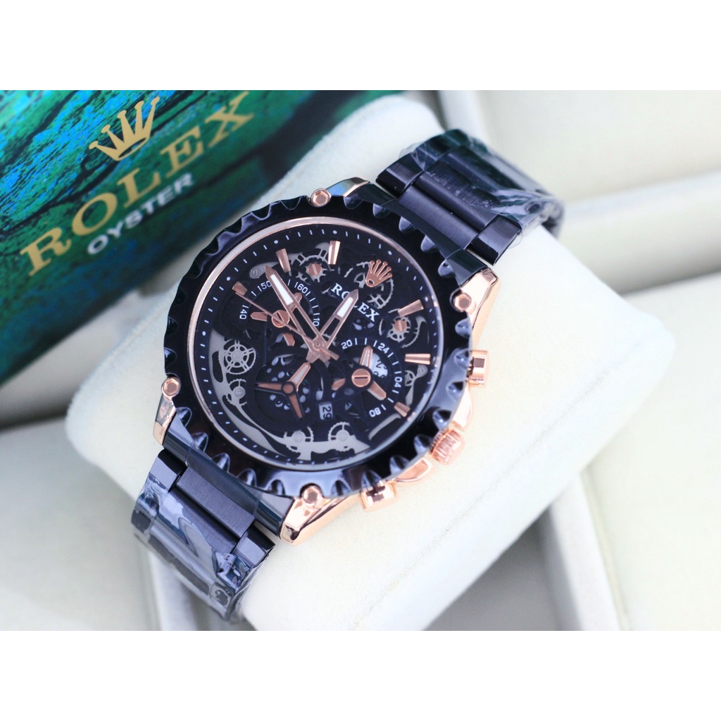 [COD] Jam Tangan Pria ROLEX 7549K Tanggal Aktif Free Box Ori & Baterai