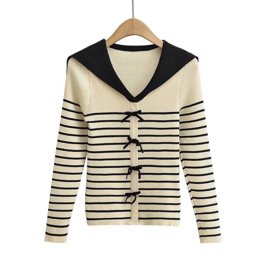 Sweater Unik | Sweater Korea | Stripe Sweater | 68539 - Ivory Stripe (S,M,L)