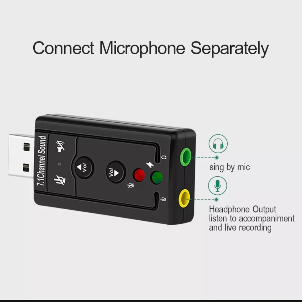 USB 7.1 Channel Sound Card Adapter TC-03 Sound Card Adapter USB 7.1 Channel External Soundcard Audio Komponen Komputer / Sound Card / Sound Card Eksternal