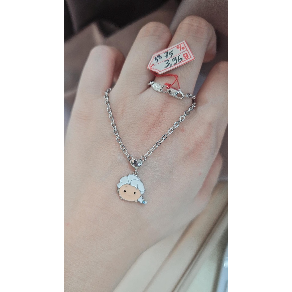 Kalung Hollow Elsa Emas Putih kadar 17k 75% 750