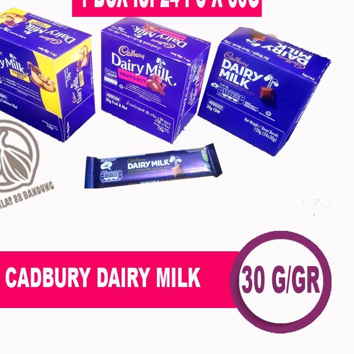 

Termurah✔️⭐-CADBURY DAIRY MILK 30 GR/GRAM BOX ISI 24 PCS, COKELAT CADBURY 30G/GR X 24PC