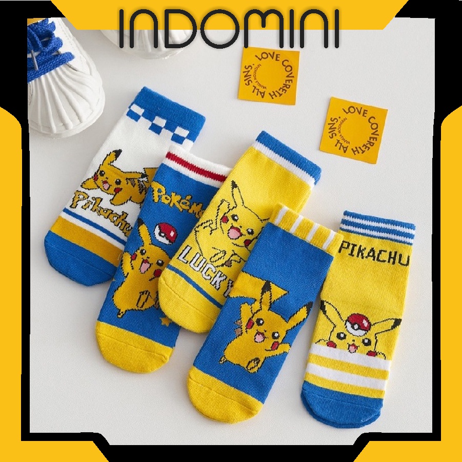 INDOMINI Kaos Kaki Anak Motif Pikachu Kaus Kaki Bayi Pokemon KK060