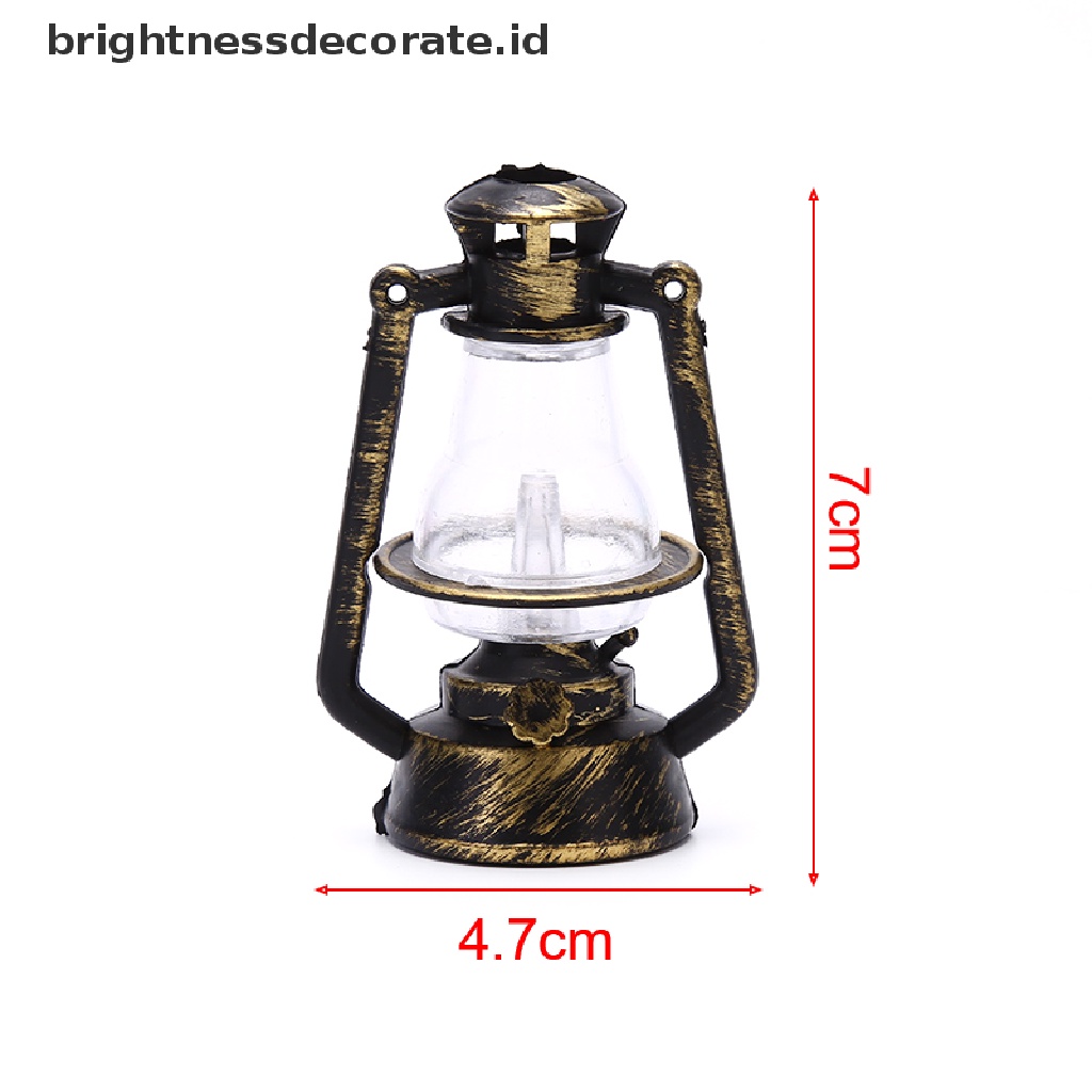 [Birth] Rumah Boneka1: 12lampu Minyak Tanah Mini Retro Hitam Rumah Boneka Dekorasi Pemandangan Hidup [ID]