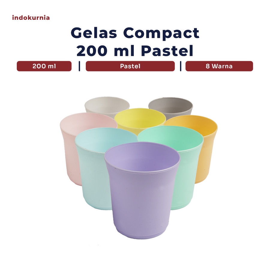 IK - GELAS COMPACT 200ML WARNA PASTEL CUP KOPI TEH TERMURAH