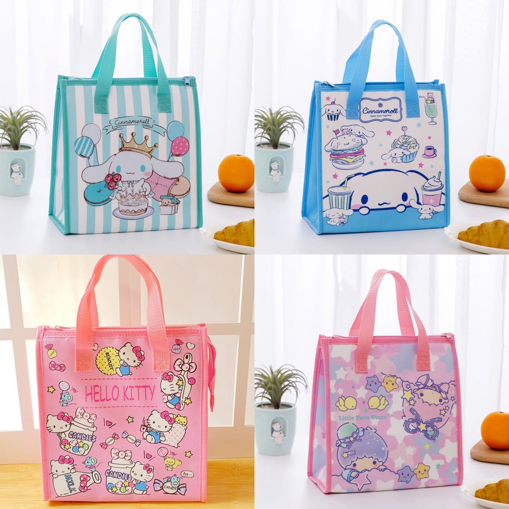 Lunch Bag Thermal Bag Keroppi Snoopy Badtzmaru Pompompurin Cinnamoroll Hello Kitty Cinnamoroll Kuromi My MelodyTas Bekal