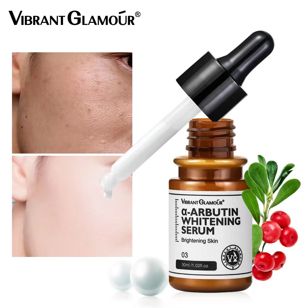 VIBRANT GLAMOUR α-Arbutin Serum/Lotion/Toner/Cleanser Whitening 4Pcs/Set Untuk Serum Mencerahkan Wajah Pemutih Mengurangi Flek Hitam Meningkatkan Kusam