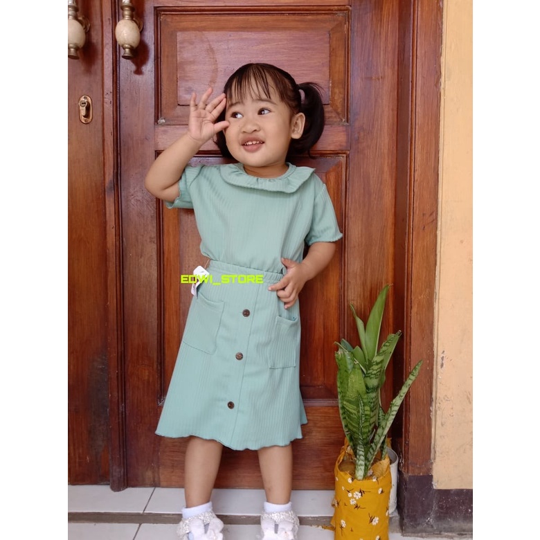 Setelan One Set Model Rok Labubu Bahan Knit Premium Baby Usia 1-4 Tahun