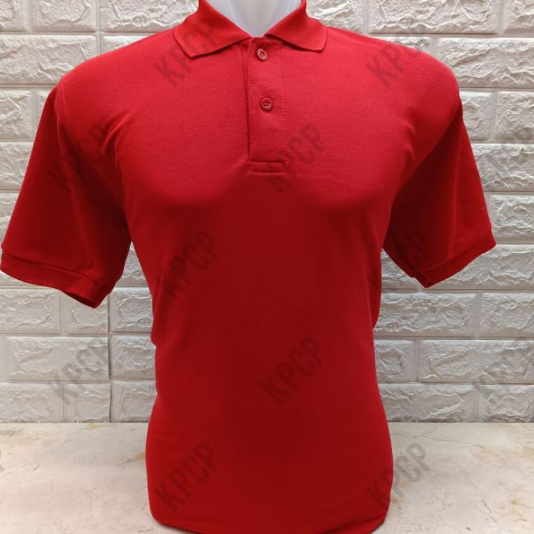 [8859] Kaos polo shirt polos Merah Maroon | kaos kerah pria kaos seragam polos dewasa t shirt size M