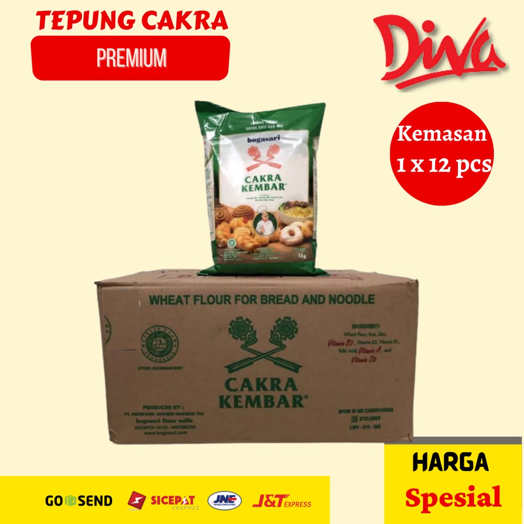 

[1 Karton ] Tepung Terigu Cakra Premium 1 x 12 pcs Grosir