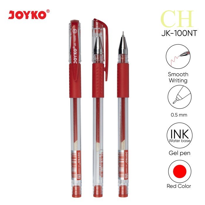 

Gel Pen Pulpen Pena Joyko JK-100NT 0.5 mm - Merah
