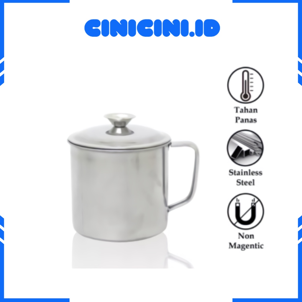 [ Cinicini ] Gelas Mug Cangkir Stainless Plus Tutup UK 8 CM