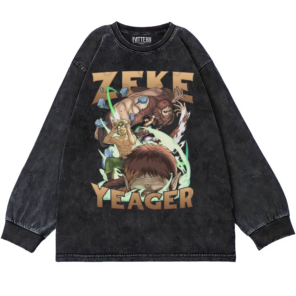 Patternmerch "kaos anime zeke Yeager" Oversize T-Shirt | Longsleeve Oversized | washing tee | Kaos