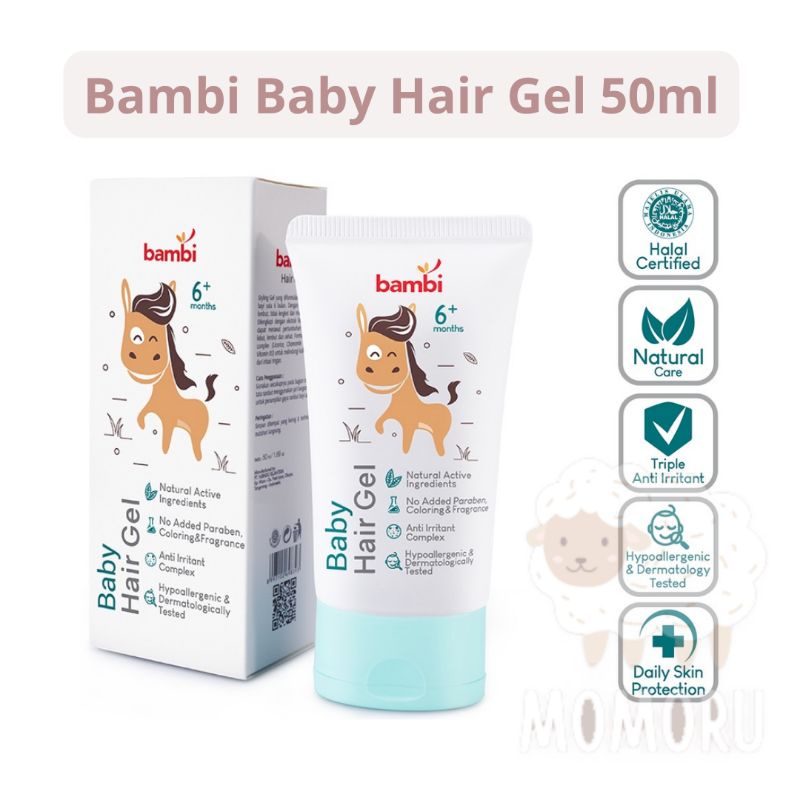 Bambi Baby Hair Gel 50ml Krim Cream Gel Rambut Styling Bayi Minyak Rambut Bayi