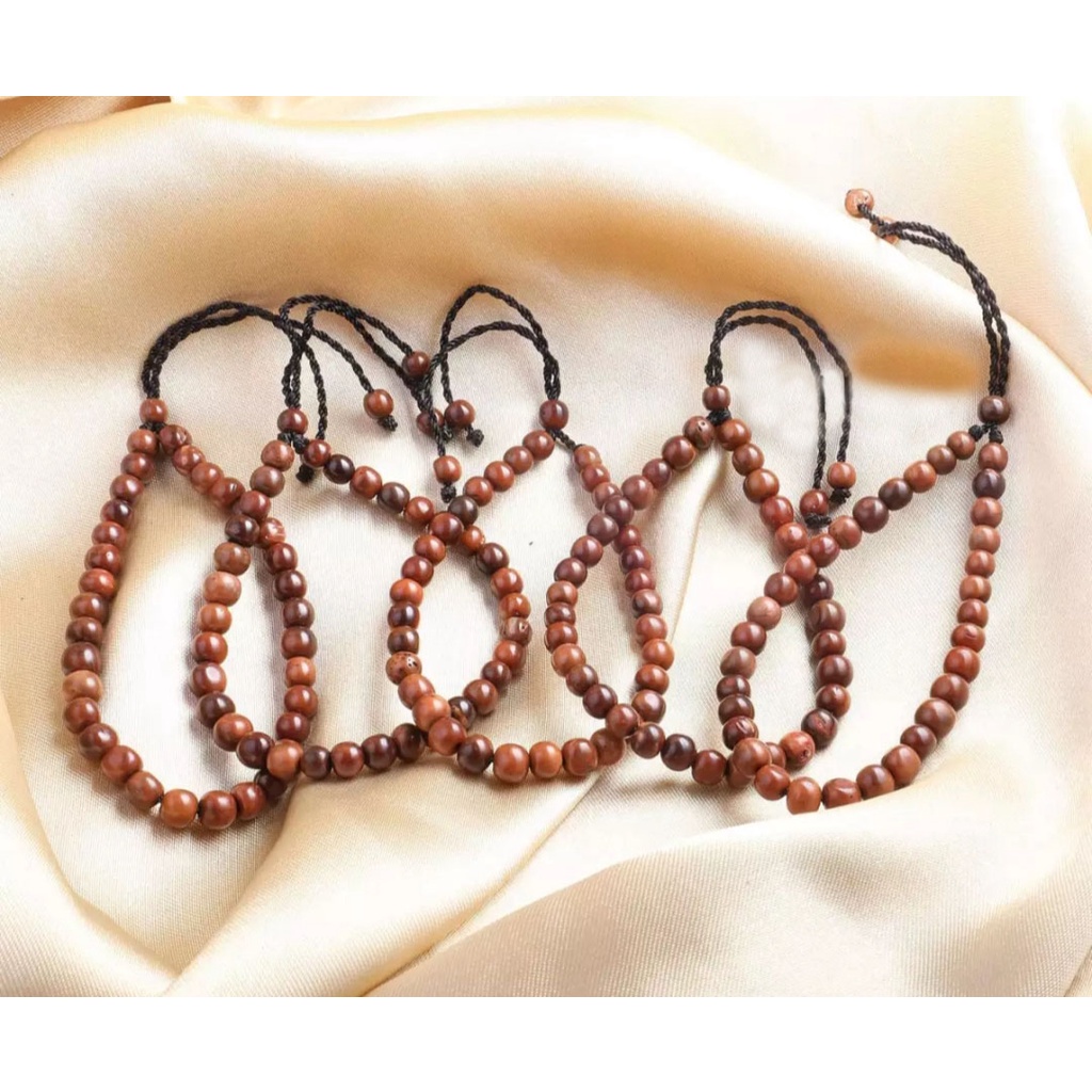 Gelang Kayu Pria Wanita Model Tasbih Tasbeh 33 Butir Merica Kaoka Kokka Kaukah Coklat dan Hitam Bahan Kayu