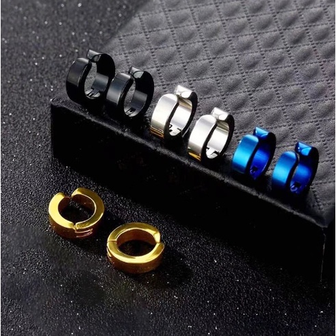 [COD] ANTING JEPIT / TINDIK SALIB TITANIUM SILVER HITAM GOLD RAINBOW / ANTING PRIA WANITA ANAK GAYA