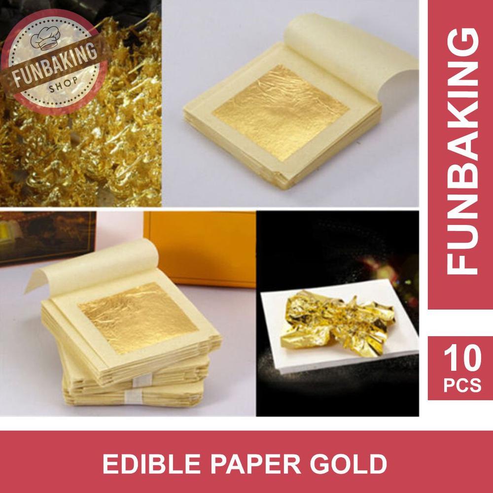 

[KODE PRODUK JGSOI7439] FunBaking - 10Pcs GOLD EDIBLE LEAF SHEET KERTAS EMAS FOOD GRADE 24K