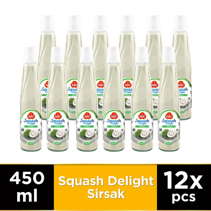 

ABC SIRUP SQUASH DELIGHT SIRSAK 460 ML - MULTI PACK 12 PCS