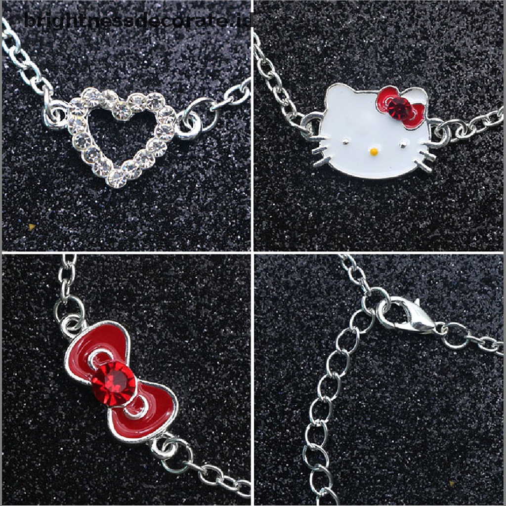 [Birth] Kitty Gelang Stainless Steel Charm Kartun Gelang Untuk Wanita Gadis Anak [ID]