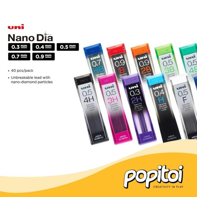 

TERMURAH UNI NANO DIA Pencil Lead Refill 0.3 0.4 0.7 0.9 mm isi pensil mekanik