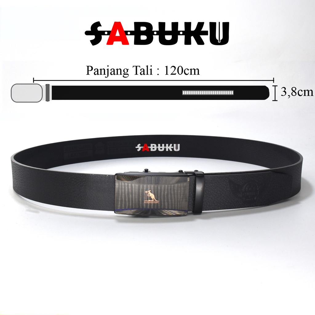 Ikat Pinggang Pria Stainless Model Rel Sabuk Gesper Kulit Men Belt Terbaru Fashion Belt Ban Gesper Sabuk PU - 283