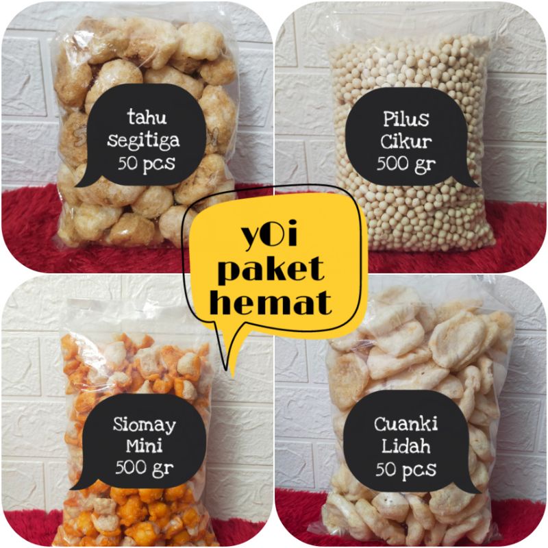 Yoi Hemat (tahu segitiga-Lidah 50pcs/Pilus-Siomay 500gr)